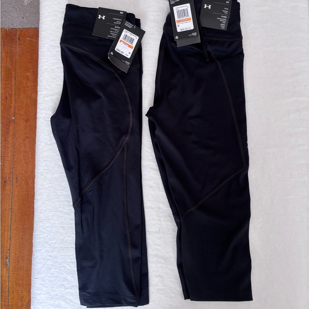 NWT Under Armour Fitted High Rise and Mid Rise Compression Capris Both Small